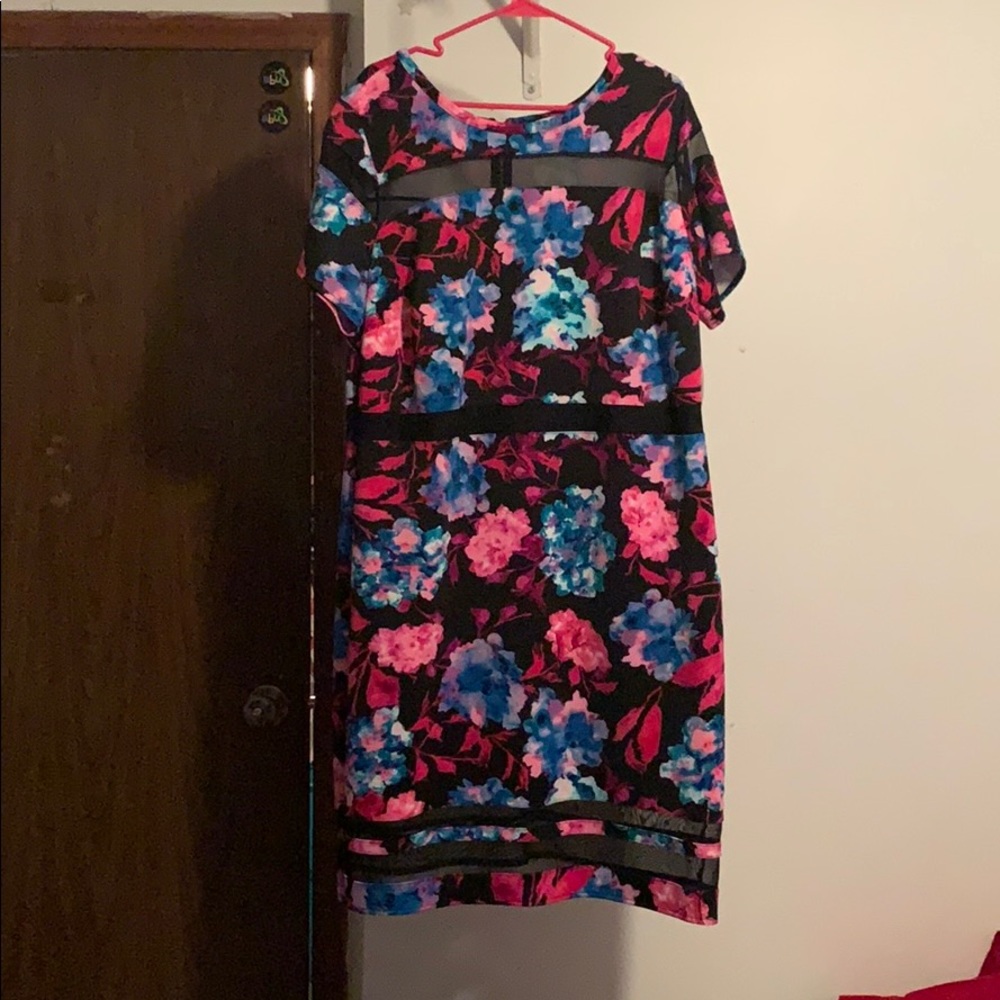 Floral short business dress Plus Size